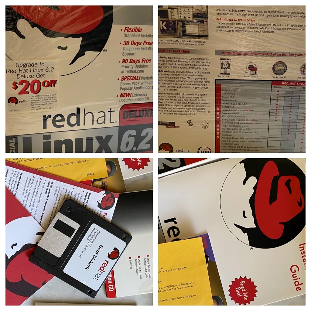 Red Hat Linux 6.2 的包装盒及其内容